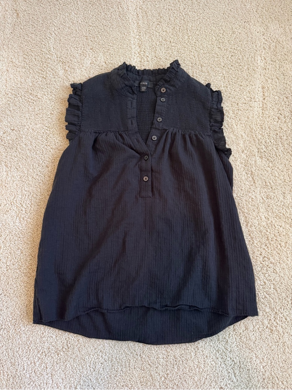 J. Crew Garden Top in Soft Gauze Black Ruffled Top